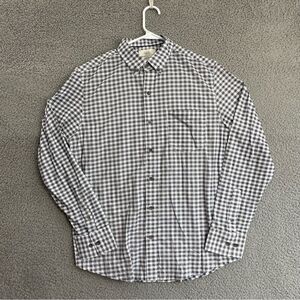 WRK The Reworked Shirt Men M‎ Gray Gingham Check Plaid Casual LS Button Down